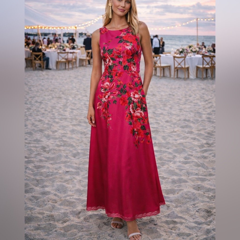 NWT Kay Unger Beaded embellished floral‎ gown dress 6